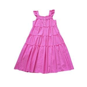 Old Navy Flutter-Sleeve Tiered Midi Dress Womens XL Pink Cottage Barbie Prairie